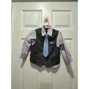 Nautica Boys Size 3T 3 Piece Suit Set Toddler‎ Outfit Vest Shirt Tie